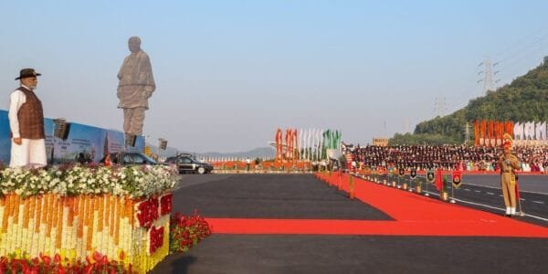 PM Narendra Modi pays tribute at the Statue of Unity in Kevadia, Gujarat