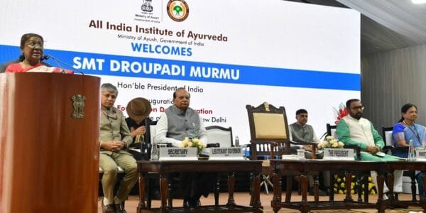 President Draupadi Murmu attended the 7th Foundation Day celebrations of All India Institute of Ayurveda