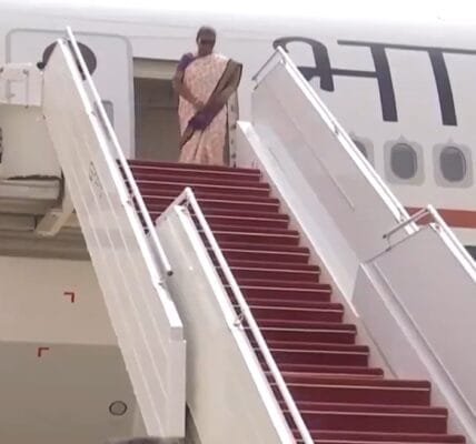 President Draupadi Murmu reached Mauritania today on the second leg of her three-nation visit