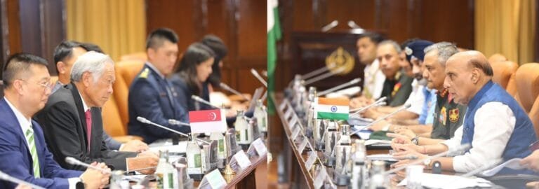 राजनाथ सिंह ने नई दिल्‍ली में सिंगापुर के रक्षा मंत्री डॉ. एनजी इंग हेन के साथ छठे भारत-सिंगापुर रक्षामंत्री संवाद की सह-अध्‍यक्षता की
