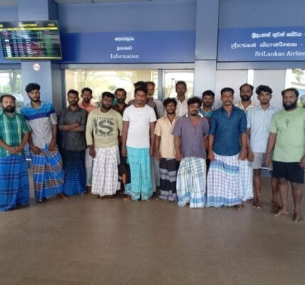 Sri Lanka deports 17 arrested Indian fishermen