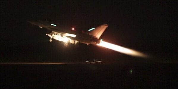 US and UK military forces attacked more than 12 bases controlled by the Houthi group in Yemen