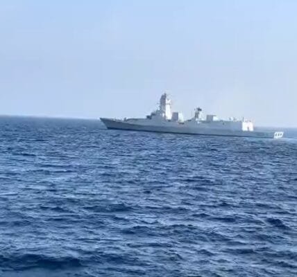 A fishing vessel collided with an Indian naval ship off the west coast
