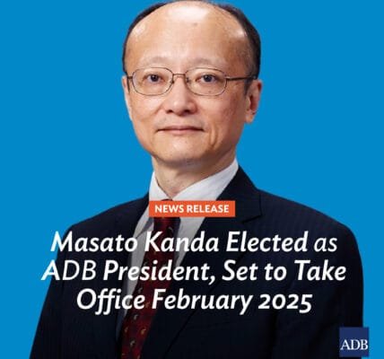 ADB Board of Governors has unanimously elected Masato Kanda as ADB’s 11th President