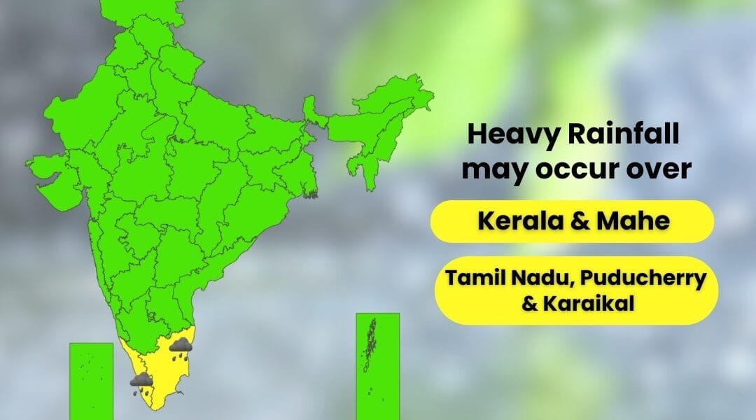 Air quality continues to be poor in Delhi-NCR; Meteorological Department predicts moderate rains in Tamil Nadu, Puducherry, Kerala, and Karnataka