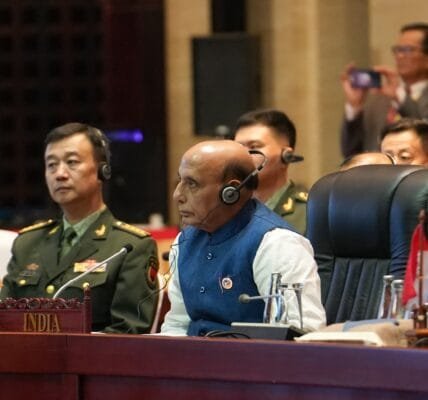 Defence Minister Rajnath Singh addresses the 11th ASEAN Defence Ministers' Meeting-Plus Forum in Vientiane, Lao PDR