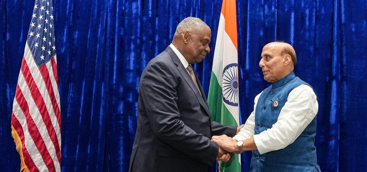 Defence Minister Rajnath Singh meets US Defense Secretary Lloyd J Austin on the sidelines of 11th ASEAN Defence Ministers' Meeting in Lao PDR