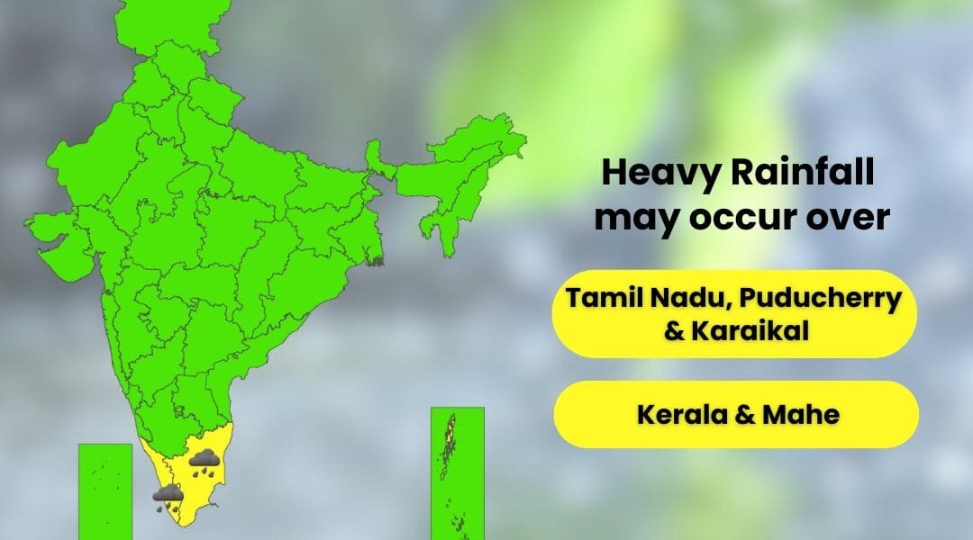 IMD predicted heavy rains along with thunderstorms and lightning in Tamil Nadu, Puducherry and Kerala today