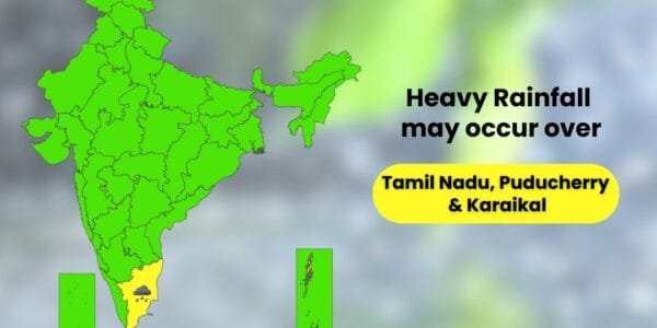 IMD predicted heavy rains along with thunderstorms in Tamil Nadu, Puducherry and Karaikal today