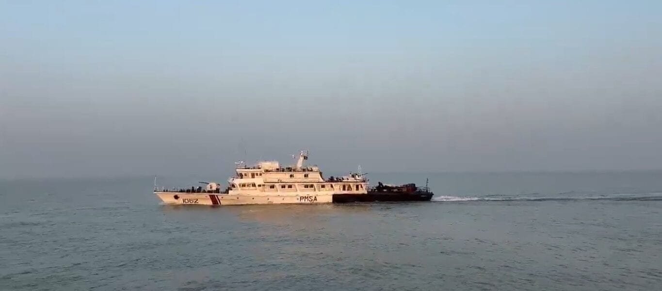 Indian Coast Guard rescued Indian fishermen after chasing the Pakistani ship PMSA Nusrat