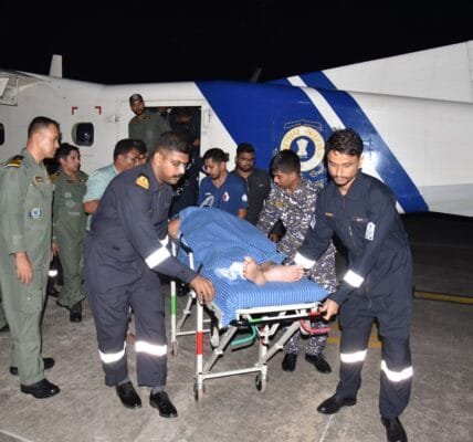 Indian Coast Guard rescued a critically ill patient from Agatti, Lakshadweep late night on 13 November