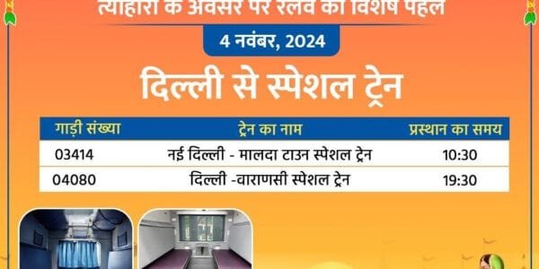 Indian Railways today ran 25 special trains from Delhi and NCR to various parts of the country in view of the festivals