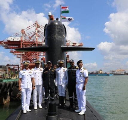 Indian submarine INS Vela reached Sri Lanka on a three-day visit on Sunday