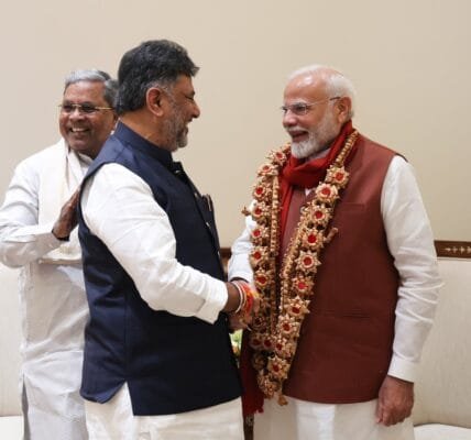Karnataka Chief Minister Siddaramaiah along with Deputy Chief Minister D.K. Shivakumar met Prime Minister Modi today