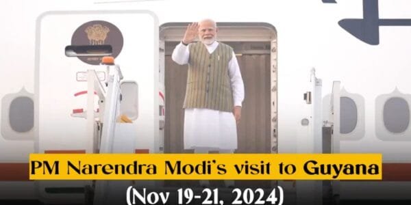 PM Narendra Modi arrived in Guyana on a three-day visit