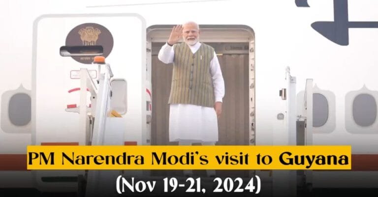 प्रधानमंत्री नरेन्‍द्र मोदी तीन दिन की यात्रा पर गयाना पहुंचे
