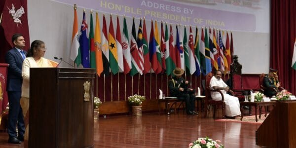 President Draupadi Murmu addressed the students, officers and faculty of the Defence Services Staff College, Wellington, Tamil Nadu