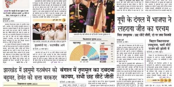 Today's latest news news paper, today's newspaper Hindi 24 November 2024
