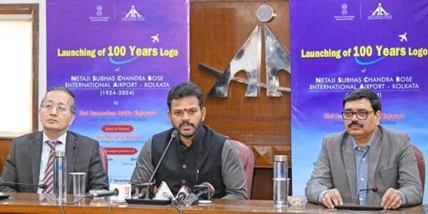 Civil Aviation Minister Ram Mohan Naidu unveiled the centenary celebration logo of Kolkata's Netaji Subhas Chandra Bose International Airport