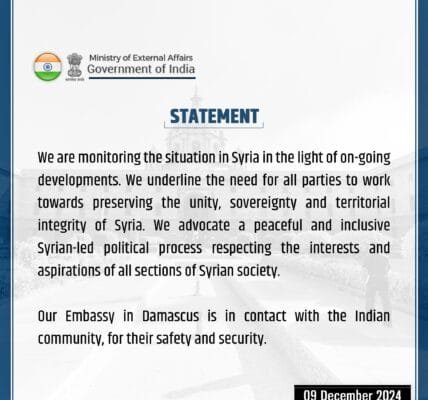 India calls for collective efforts to maintain Syria's territorial integrity amid ongoing conflict