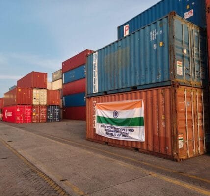 India sends a consignment of 2,200 metric tonnes of rice to Myanmar as part of humanitarian aid