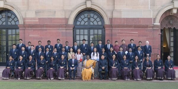 President Draupadi Murmu meets trainee officers of Indian Revenue Service (Customs and Indirect Taxes) at Rashtrapati Bhavan