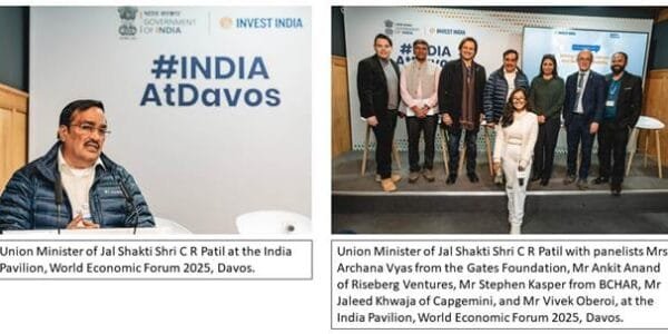 A global discussion titled India's WSH Innovations Driving Global Impact in Climate and Water Sustainability was held at the India Pavilion at the World Economic Forum 2025