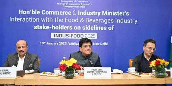 Commerce and Industry Minister Piyush Goyal set a target of $100 billion exports for food and beverages, agriculture and marine products in the next five years
