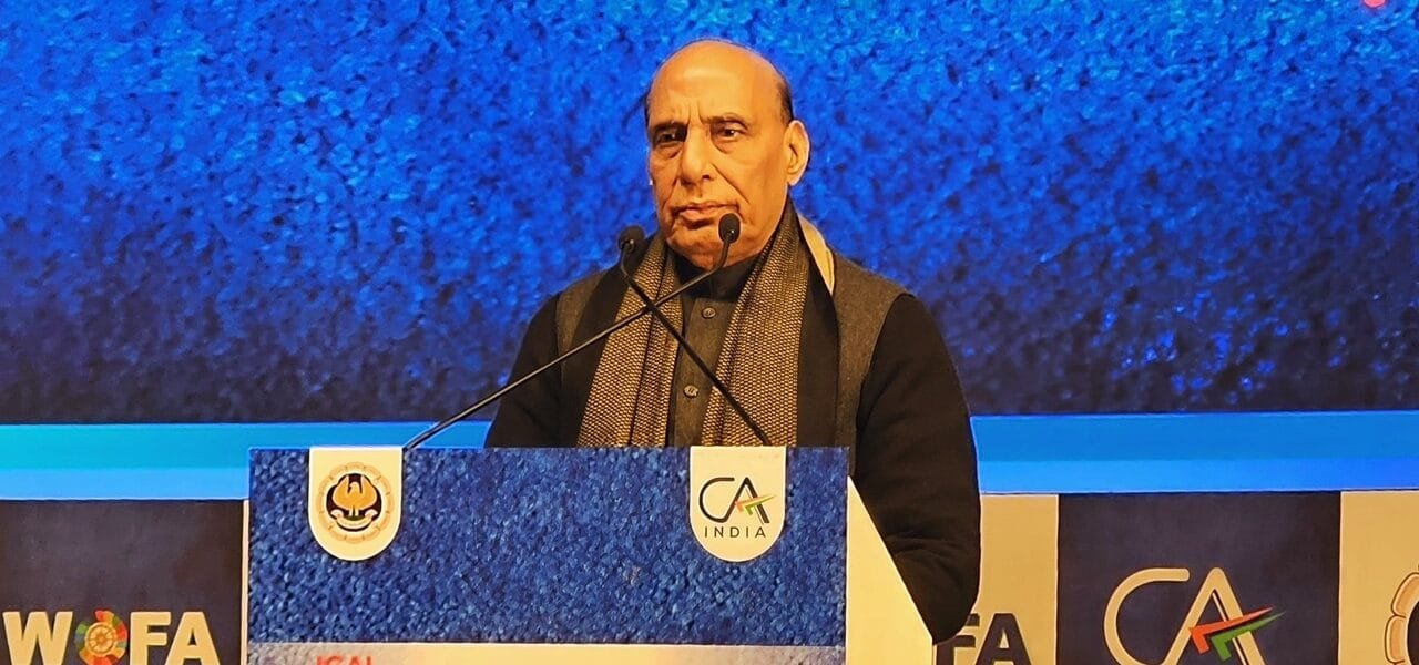 Defence Minister Rajnath Singh addresses the inaugural session of the World Forum of Accountants organised by ICAI