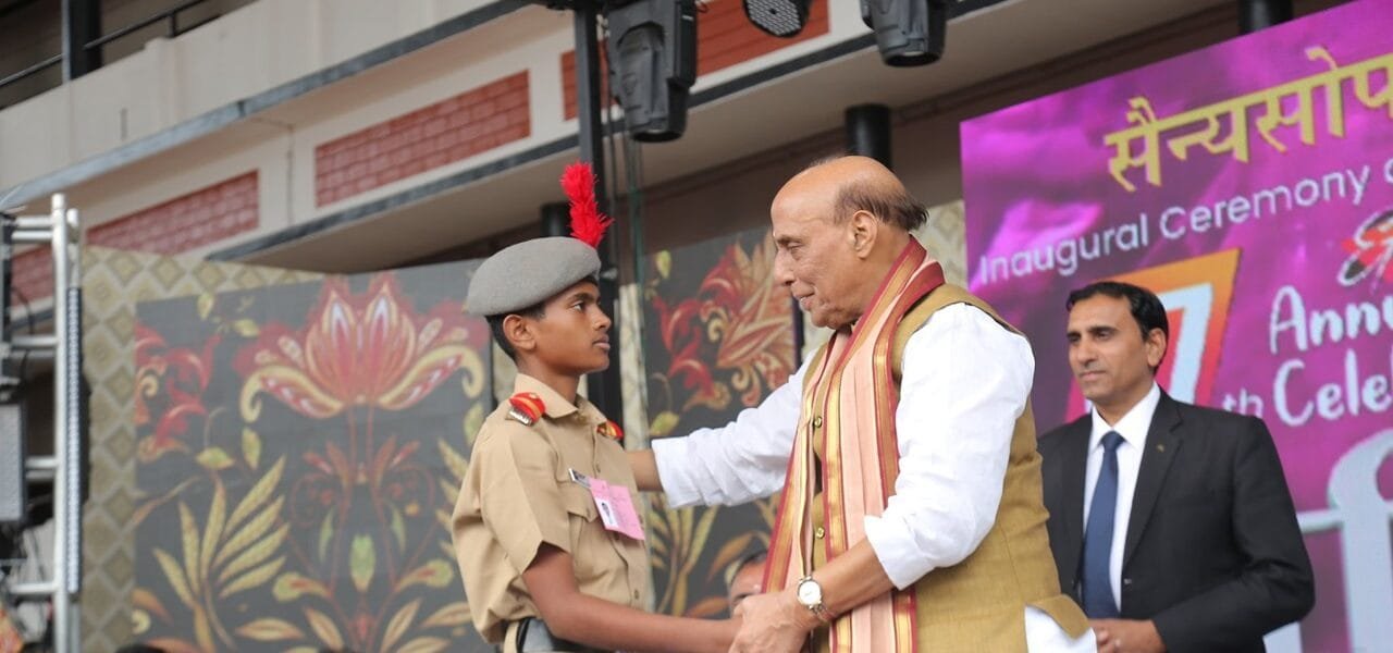Defence Minister Rajnath Singh inaugurated the Vidyadhiraja Vidyapeetham Sainik School in Alappuzha district of Kerala