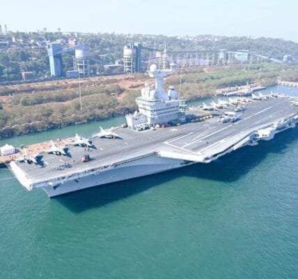 French Navy's nuclear powered aircraft carrier Charles de Gaulle arrived in Goa for military exercise Varuna