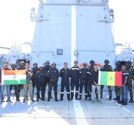 Indian Navy's INS Tushil completes its visit to Dakar in Senegal