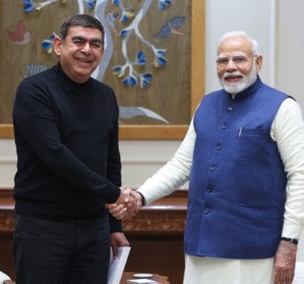 Indian entrepreneur Vishal Sikka meets Prime Minister Shri Narendra Modi