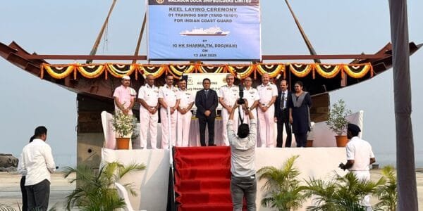 Keel-Laying Ceremony of Training Ship for Indian Coast Guard Held at MDL, Mumbai