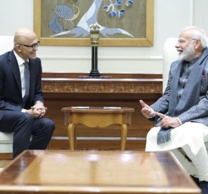 Microsoft Chairman and CEO Satya Nadella meets PM Narendra Modi in New Delhi