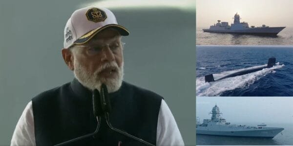 PM Modi inducted three frontline naval ships INS Surat, INS Nilgiri and INS Vagsheer into the Indian Navy at the Naval Dockyard in Mumbai