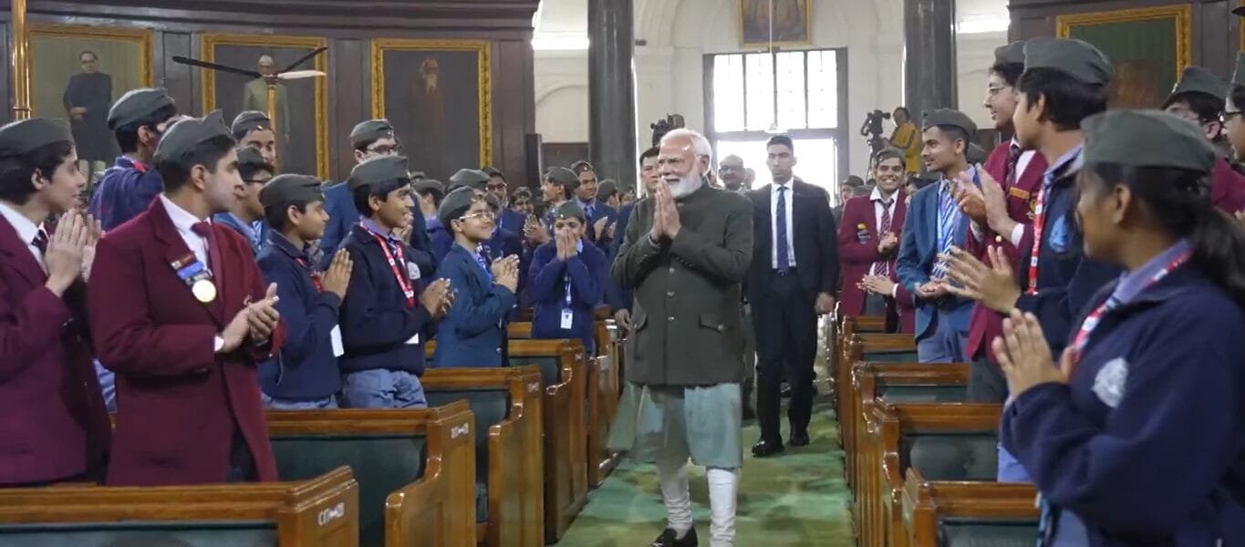 PM Narendra Modi interacts with students on Parakram Diwas