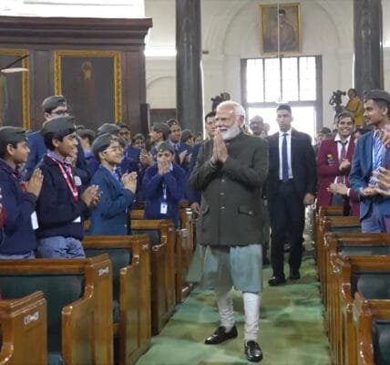 PM Narendra Modi interacts with students on Parakram Diwas