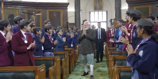 PM Narendra Modi interacts with students on Parakram Diwas