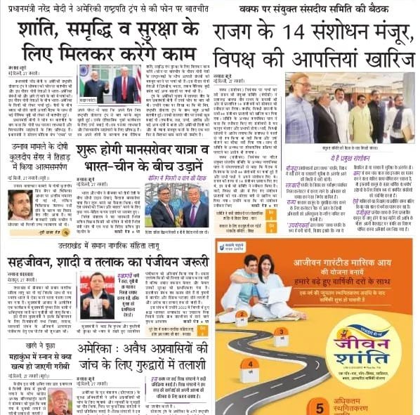 आज की ताजा खबर न्यूज़ पेपर, आज का अखबार हिंदी – 28 जनवरी 2025