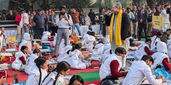 Union Information and Broadcasting Minister Ashwini Vaishnaw interacts with students at NDMC's 'Exam Warrior' initiative