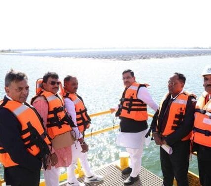 Union Minister Prahlad Joshi visits India's largest floating solar project at Omkareshwar, Madhya Pradesh