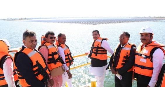 Union Minister Prahlad Joshi visits India's largest floating solar project at Omkareshwar, Madhya Pradesh
