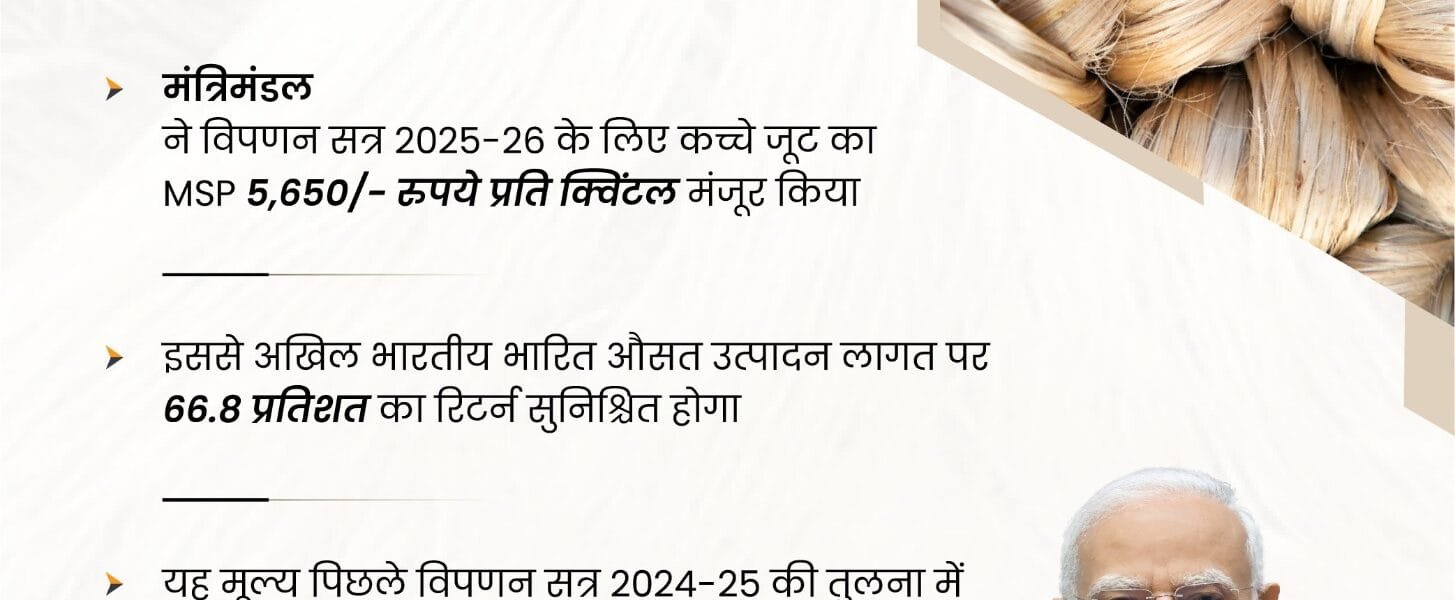 govt has decided to increase the MSP of raw jute for the marketing season 2025-26