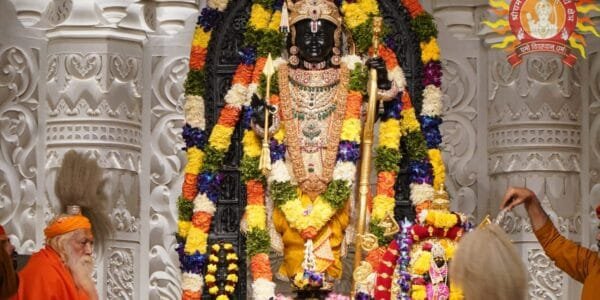 three-day Pratishtha Dwadashi festival began today on the first anniversary of Ram Lalla Pratishtha at Shri Ram Janmabhoomi temple in Ayodhya