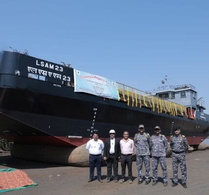 9th Ammunition Assisted Torpedo Cum Missile (ACTCM) Barge LSAM 23 (Yard 133) was launched