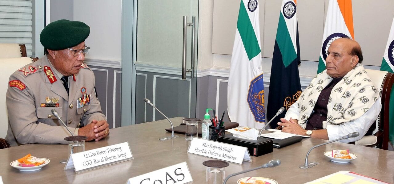 Chief Operations Officer of Royal Bhutan Army meets Defence Minister Rajnath Singh in New Delhi
