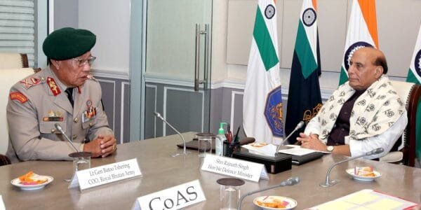 Chief Operations Officer of Royal Bhutan Army meets Defence Minister Rajnath Singh in New Delhi