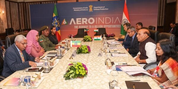 Defence Minister Rajnath Singh held bilateral meetings with Defence Ministers of Zimbabwe, Yemen, Ethiopia, Gambia and Gabon on the third day of Aero India 2025