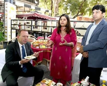 Former Prime Minister of Australia Anthony John Abbott visits NAFED Millet Experience Centre at Dilli Haat, New Delhi